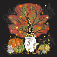 Womens Funny Gnome Leopard & Pumpkin Autumn Leaves Thanksgiving T-shirt | Artistshot