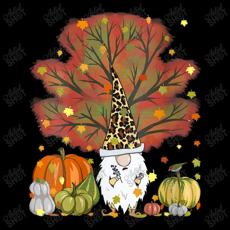 Womens Funny Gnome Leopard & Pumpkin Autumn Leaves Thanksgiving V-neck Tee | Artistshot