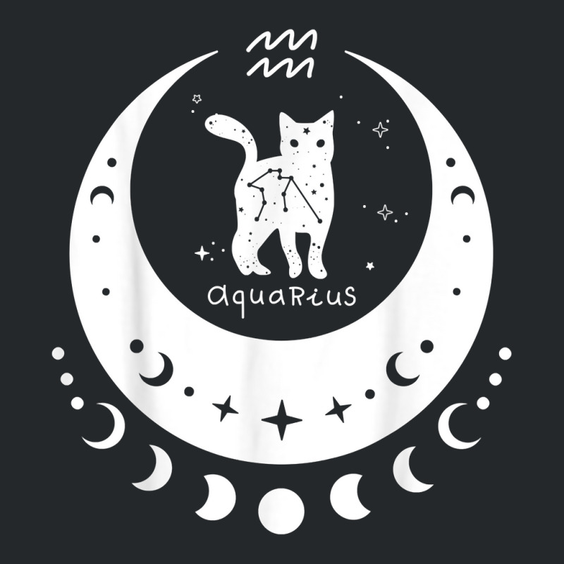 Zodiac Aquarius Horoscope Astrology Cat Crescent Moon T Shirt Crewneck Sweatshirt | Artistshot