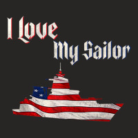 Military Support Us Flag Naval I Love My Sailor Tank Top Ladies Fitted T-shirt | Artistshot