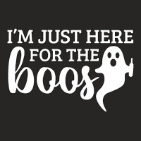 Halloween T  Shirti´m Just Here For The Boos Ghost White Stroke Text Ladies Fitted T-shirt | Artistshot