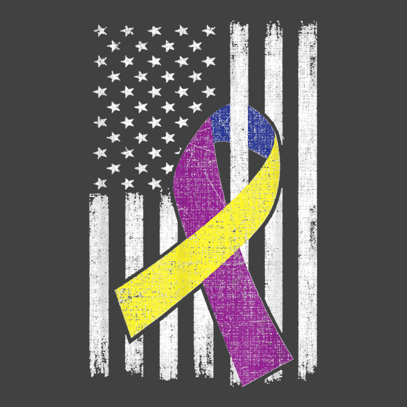 Bladder Cancer Awareness Purple Gold Ribbon American Flag Vintage T-Shirt by WirtzRichard | Artistshot