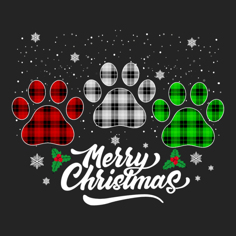 Merry Christmas Buffalo Plaid Shirt Red White Green Dog Paws Long Slee 3/4 Sleeve Shirt | Artistshot