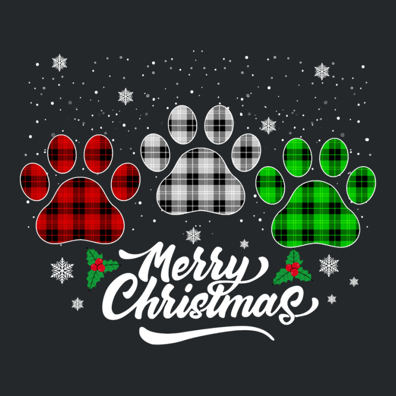 Merry Christmas Buffalo Plaid Shirt Red White Green Dog Paws Long Slee Crewneck Sweatshirt | Artistshot