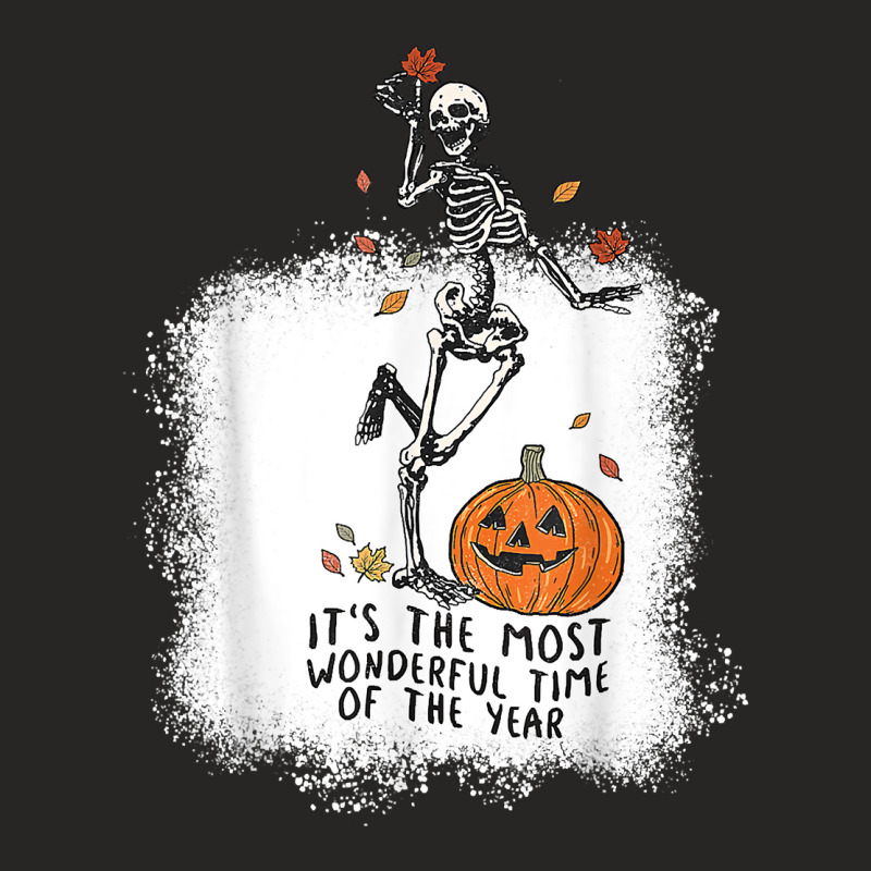 Spooky Dance Skeleton Most Wonderfull Time Halloween Pumpkin T Shirt Ladies Fitted T-Shirt by pickengtwrentv | Artistshot