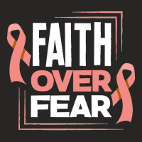 Faith Fear Peach Ribbon Endometrial Cancer Awareness Long Ladies Fitted T-shirt | Artistshot