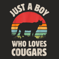 Cougar Just A Boy Who Loves Cougars Men Retro Vintage Sunset T Shirt Ladies Fitted T-shirt | Artistshot