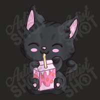 Anime Kawaii Neko For Women Girls Strawberry Milkshake Cat Ladies Fitted T-shirt | Artistshot