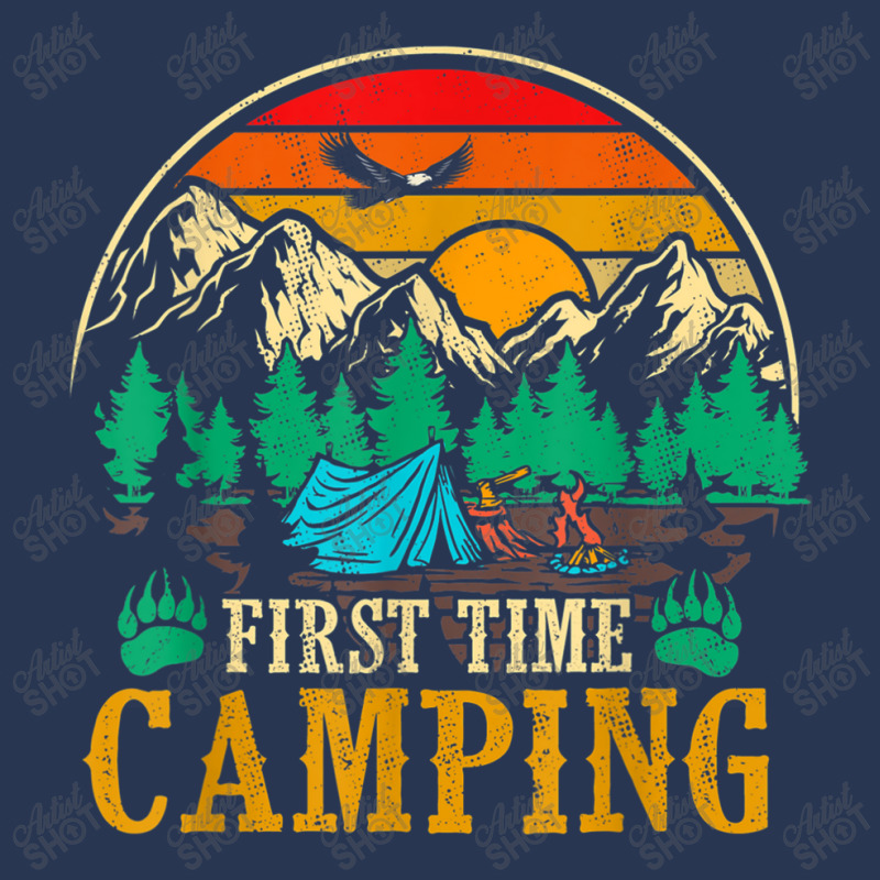 First Time Camping Funny Camper Lover Gift Ladies Denim Jacket by HailieDesign | Artistshot