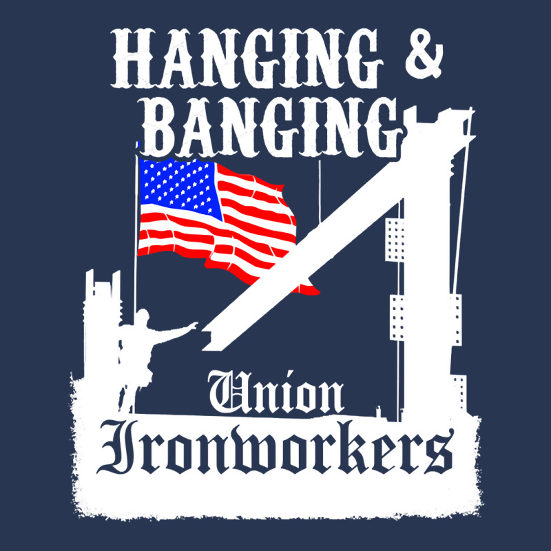 Union Ironworkers Hanging & Banging American Flag Pullover Hoodie Ladies Denim Jacket by zagelmaglime | Artistshot