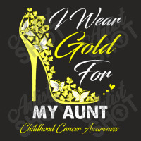 Butterfly I Wear Gold For My Aunt Childhood Cancer Warrior Ladies Fitted T-shirt | Artistshot