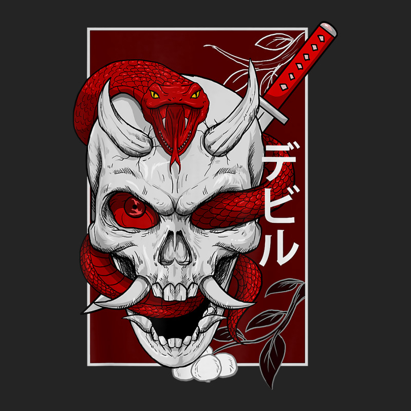 Japanese Demon Face Skull Devil With Snake Katana Nippon Art T Shirt 3/4 Sleeve Shirt by vorgasofaguiarb | Artistshot