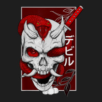 Japanese Demon Face Skull Devil With Snake Katana Nippon Art T Shirt Classic T-shirt | Artistshot