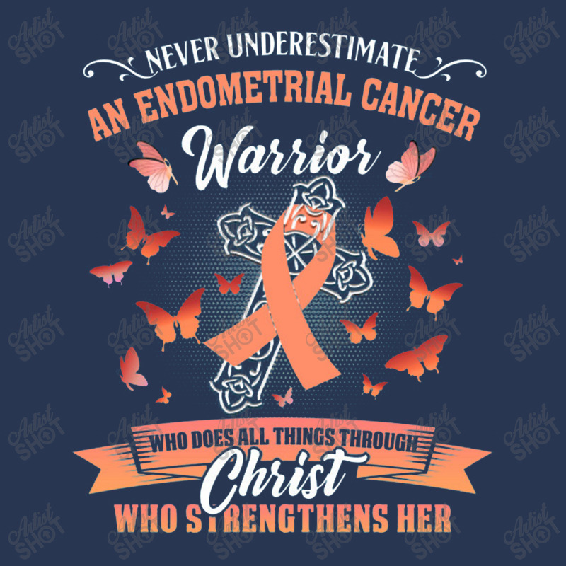 Never Underestimate Endometrial Cancer Awareness Fighter Christ Ladies Denim Jacket by zaenalmaza | Artistshot