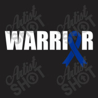 Colon Cancer Warrior Dark Blue Awareness Ribbon T-shirt | Artistshot