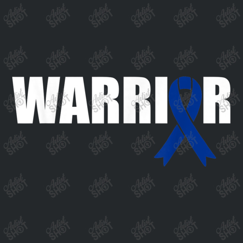 Colon Cancer Warrior Dark Blue Awareness Ribbon Crewneck Sweatshirt | Artistshot