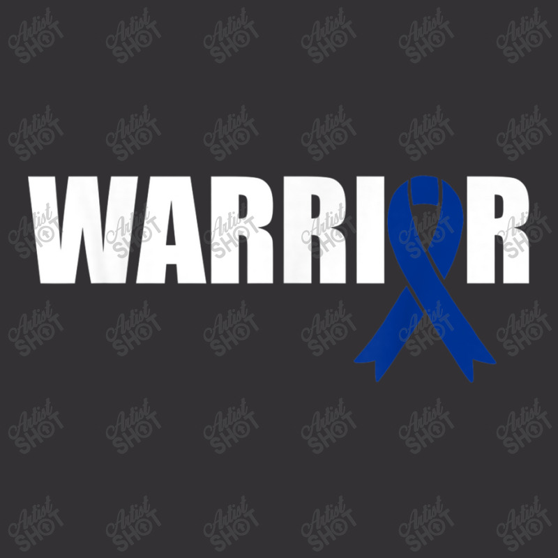 Colon Cancer Warrior Dark Blue Awareness Ribbon Vintage Hoodie | Artistshot