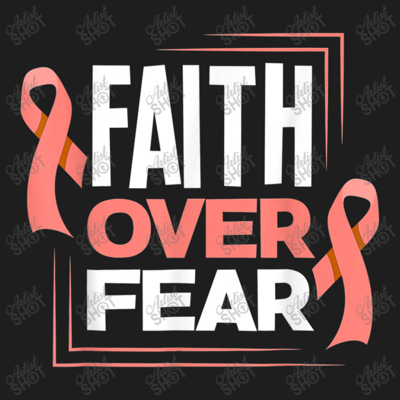 Faith Fear Peach Ribbon Endometrial Cancer Awareness Classic T-shirt by LaytonDesign | Artistshot