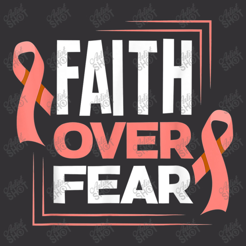 Faith Fear Peach Ribbon Endometrial Cancer Awareness Vintage Short by LaytonDesign | Artistshot