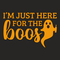 Halloween T  Shirti´m Just Here For The Boos Ghost Orange Color Text Ladies Fitted T-shirt | Artistshot