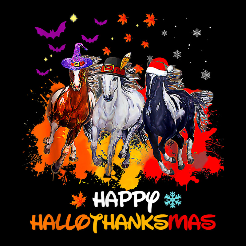 Halloween Thanksgiving Christmas Happy Hallothanksmas Horse 200 Cropped Hoodie by peafowl | Artistshot