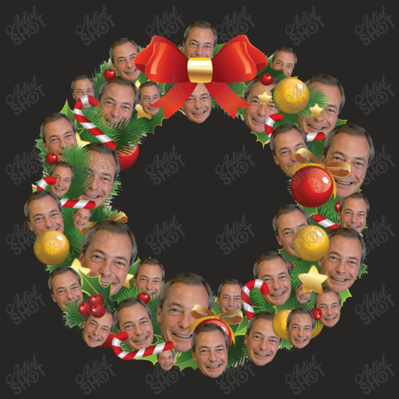 Nigel Farage Ukip Multiface Christmas Wreath Ladies Fitted T-Shirt by bungamekkar | Artistshot