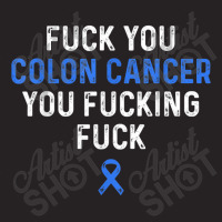 Fuck Colon Cancer Funny Awareness Blue Ribbon Women & Men Vintage Cap | Artistshot