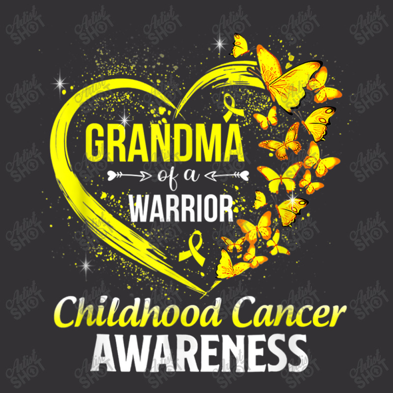 Grandma Of A Warrior Childhood Cancer Awareness Butterfly Vintage Short | Artistshot