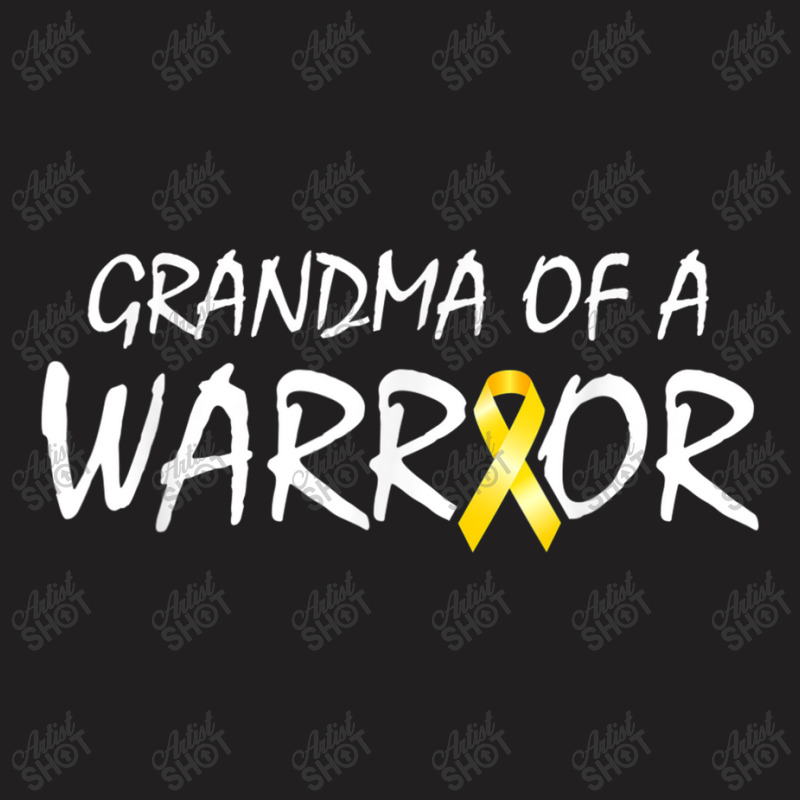 Grandma Of A Warrior Childhood Cancer Awareness Ribbon T-shirt | Artistshot