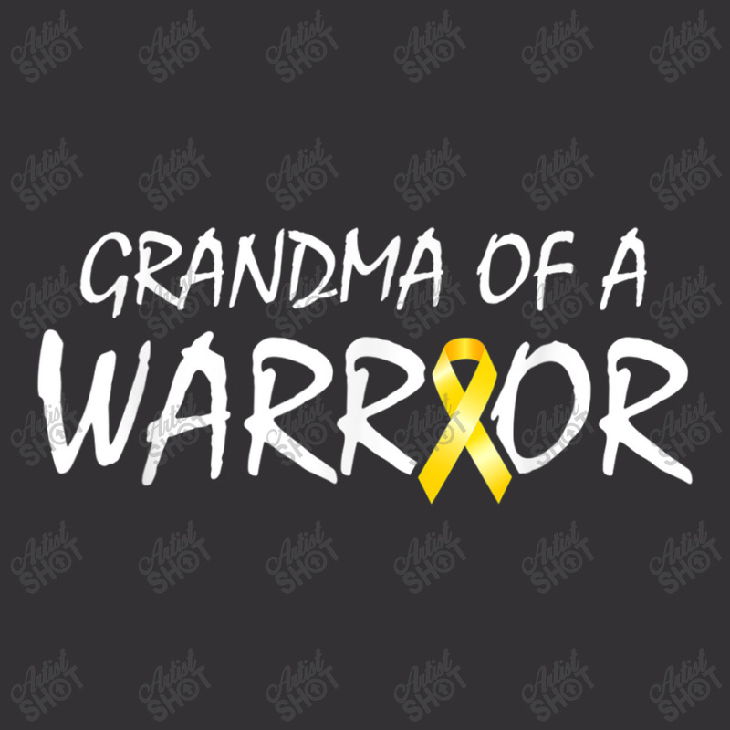 Grandma Of A Warrior Childhood Cancer Awareness Ribbon Vintage Hoodie | Artistshot