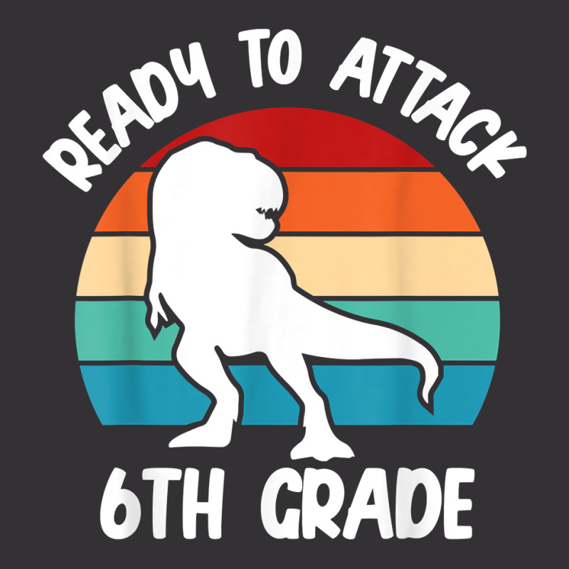 Ready To Attack 6th Grade Dinosaur   Retro Back To School T Shirt Vintage Hoodie And Short Set | Artistshot