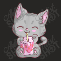 Kawaii Anime Cat For Women Girls Strawberry Milkshake Neko Ladies Fitted T-shirt | Artistshot