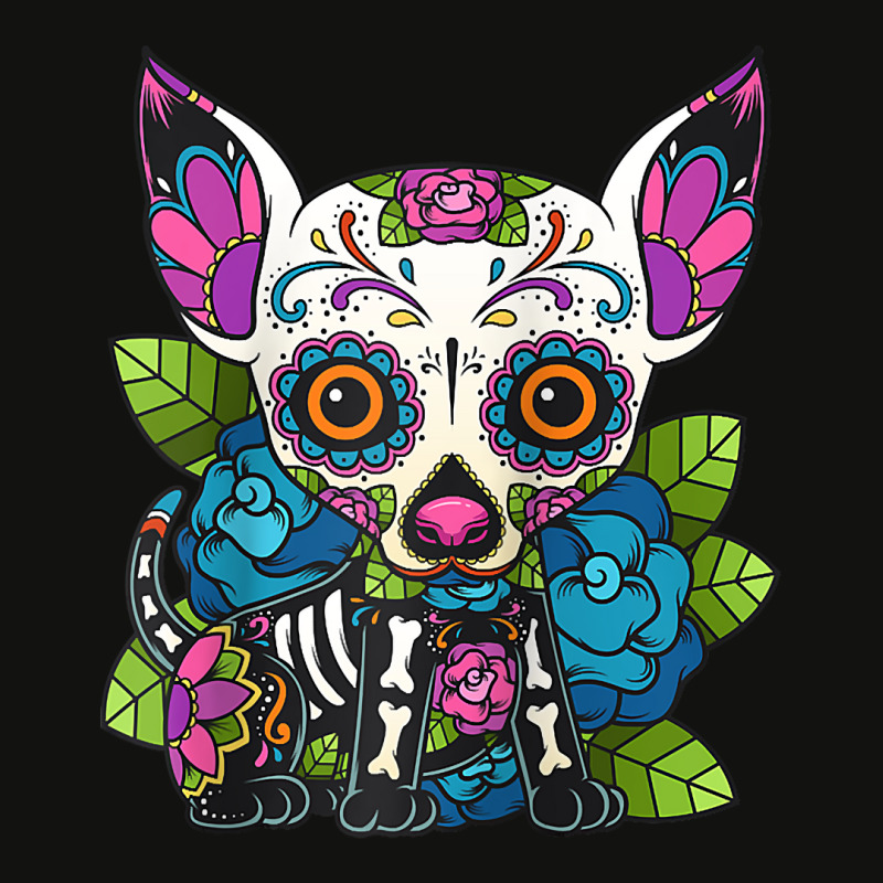 Chihuahua Sugar Skull Mexico Dog Calavera Dia De Los Muertos Raglan Ba Scorecard Crop Tee by roopeedwrich76 | Artistshot