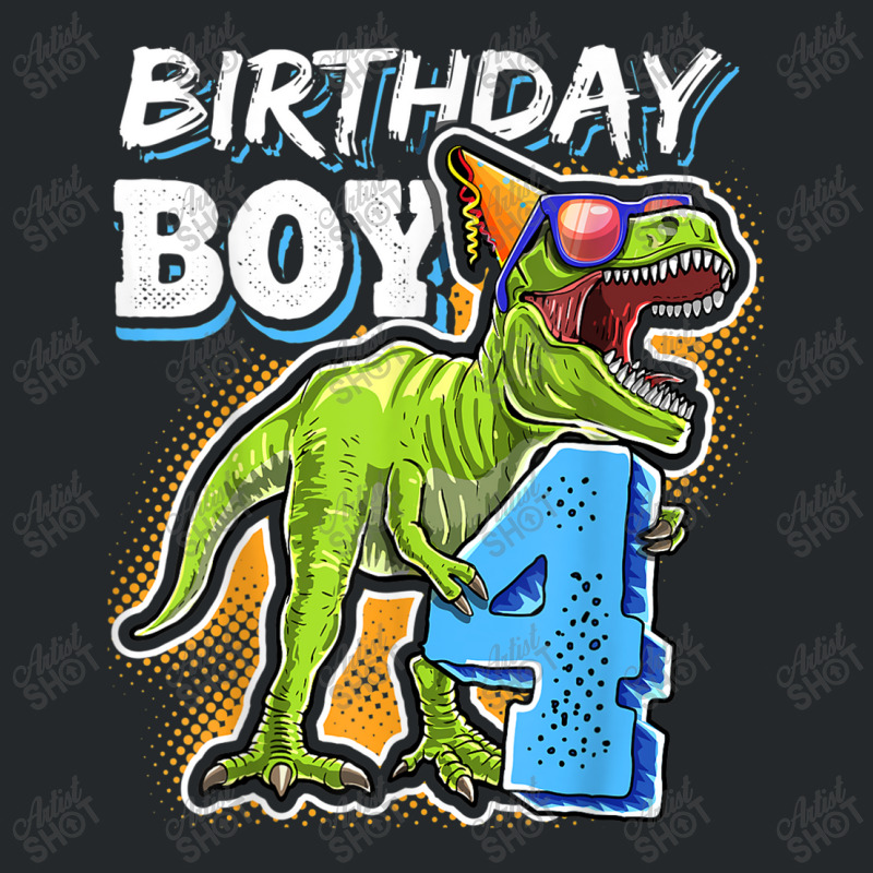 Birthday Boy 4 4th Birthday T Rex Dinosaur Party Gift Boys For Men Wom Crewneck Sweatshirt | Artistshot