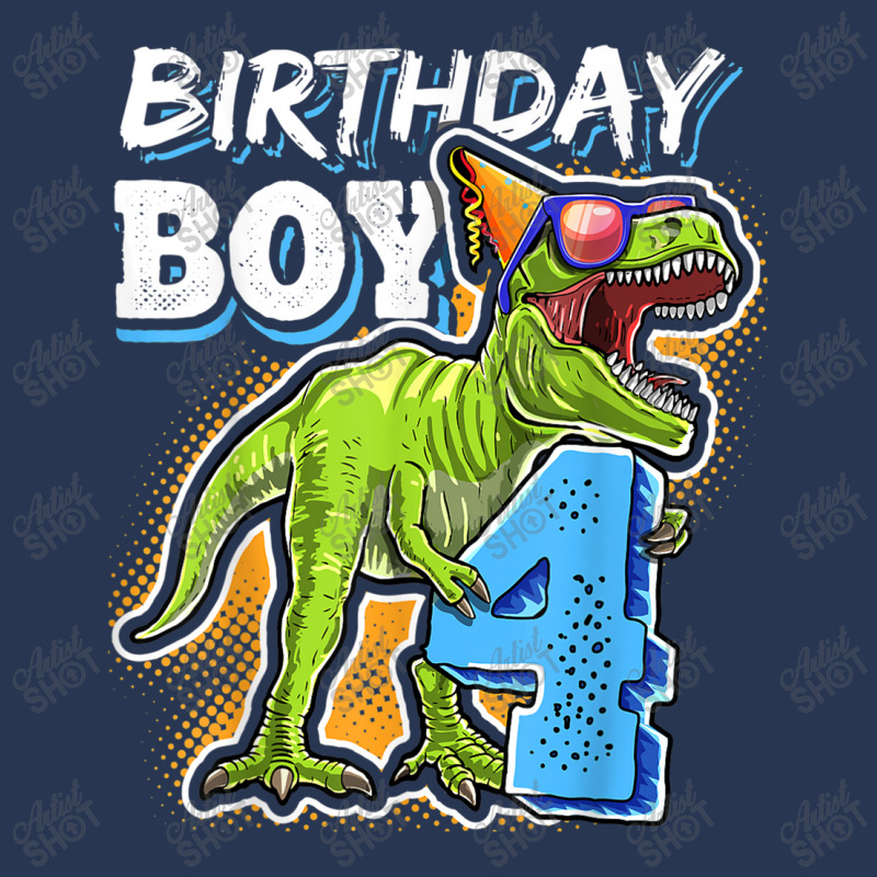 Birthday Boy 4 4th Birthday T Rex Dinosaur Party Gift Boys For Men Wom Men Denim Jacket | Artistshot