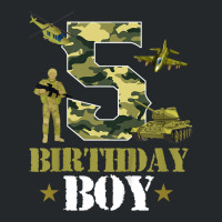 Kids 5th Birthday Military Themed Camo Boys 5 Yrs Old Soldier T Shirt Crewneck Sweatshirt | Artistshot