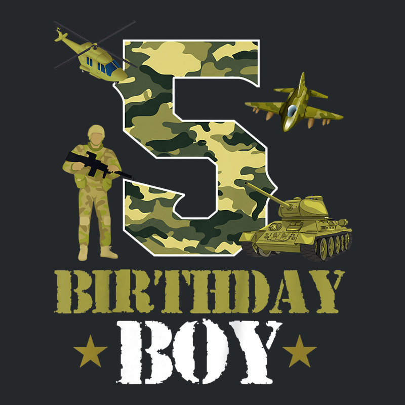 Kids 5th Birthday Military Themed Camo Boys 5 Yrs Old Soldier T Shirt Crewneck Sweatshirt | Artistshot