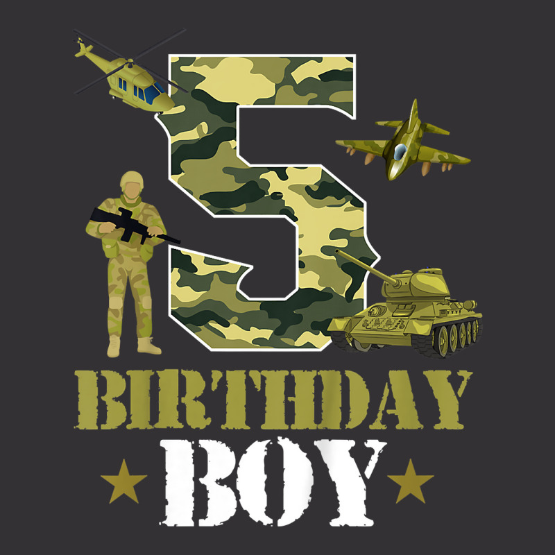 Kids 5th Birthday Military Themed Camo Boys 5 Yrs Old Soldier T Shirt Vintage Hoodie And Short Set | Artistshot