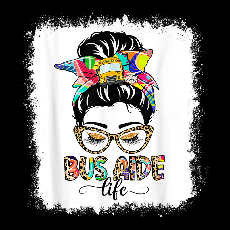 Bus Aide Life Messy Bun Women Leopard Bus Aide Gifts T Shirt Adjustable Cap by dewresowashg | Artistshot