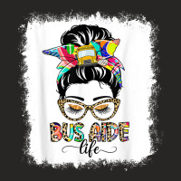 Bus Aide Life Messy Bun Women Leopard Bus Aide Gifts T Shirt Ladies Fitted T-shirt | Artistshot