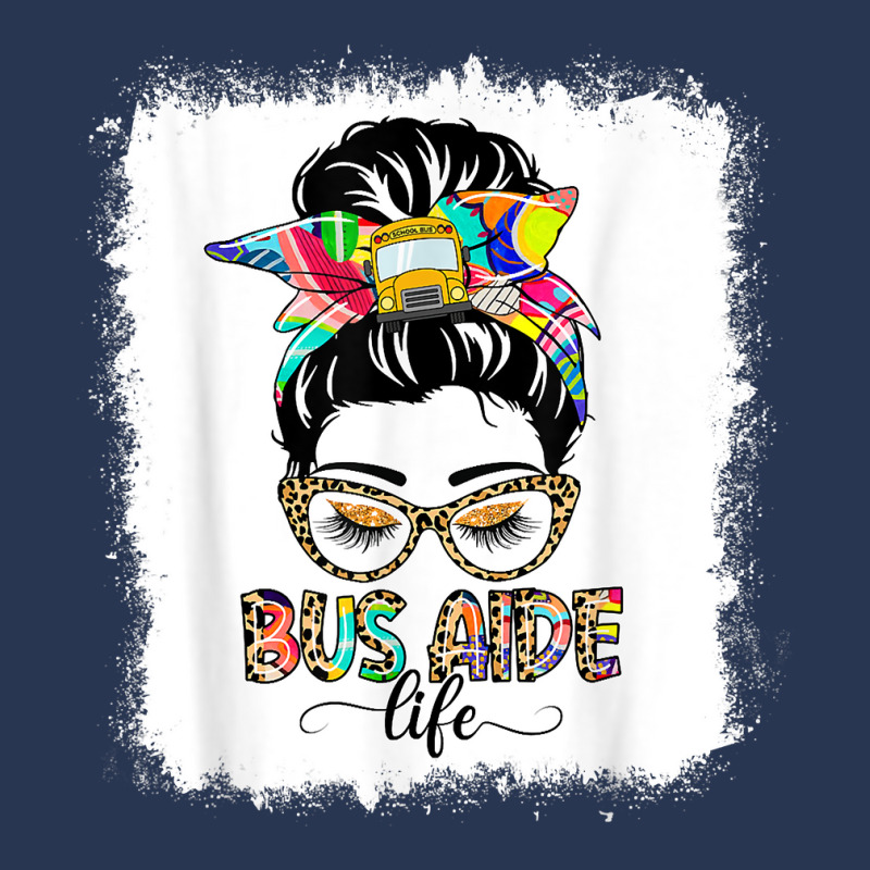 Bus Aide Life Messy Bun Women Leopard Bus Aide Gifts T Shirt Ladies Denim Jacket by dewresowashg | Artistshot