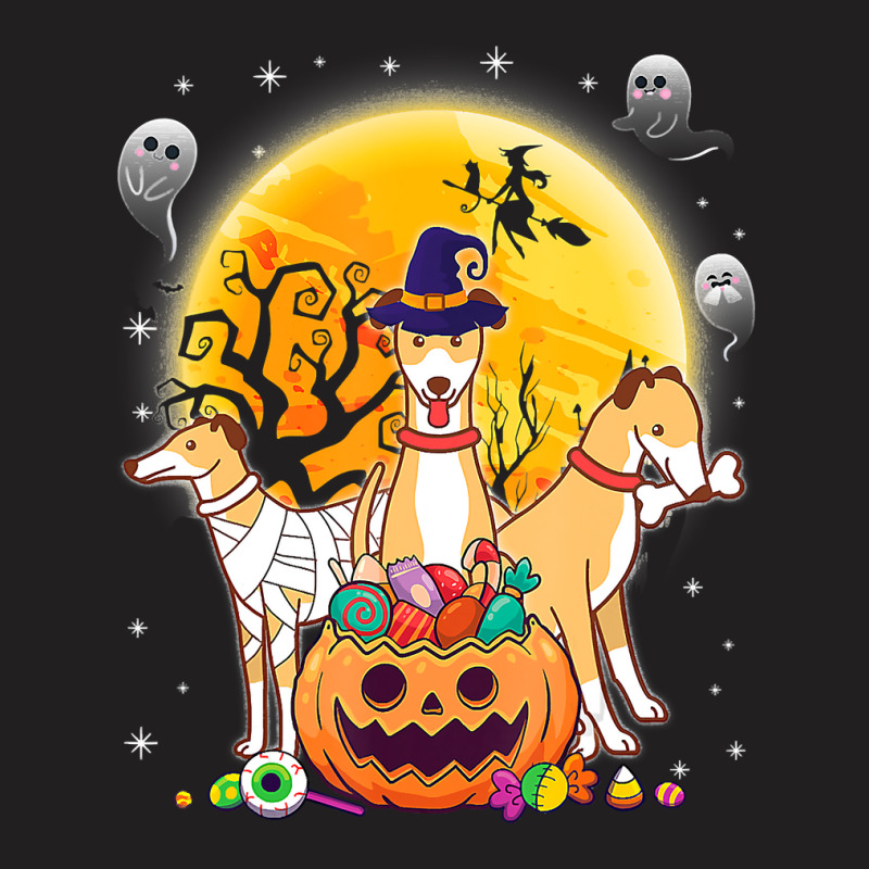 Whippets Dog Mummy Witch Moon Ghosts Happy Halloween Day 119 T-shirt | Artistshot