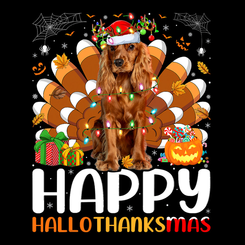 Cocker Spaniel Dog Halloween Christmas Happy Hallothanksmas Pocket T-Shirt by pester | Artistshot