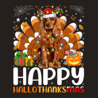 Cocker Spaniel Dog Halloween Christmas Happy Hallothanksmas Tank Top | Artistshot