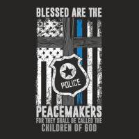 Blessed Are The Peacemakers Police Officer Blue Line Ladies Fitted T-shirt | Artistshot