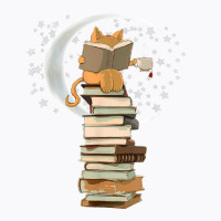 Reading By Moonlight, Books, Coffee And Cute Cat T Shirt T-shirt | Artistshot