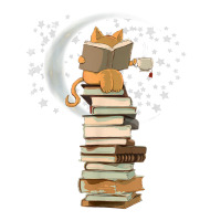 Reading By Moonlight, Books, Coffee And Cute Cat T Shirt V-neck Tee | Artistshot