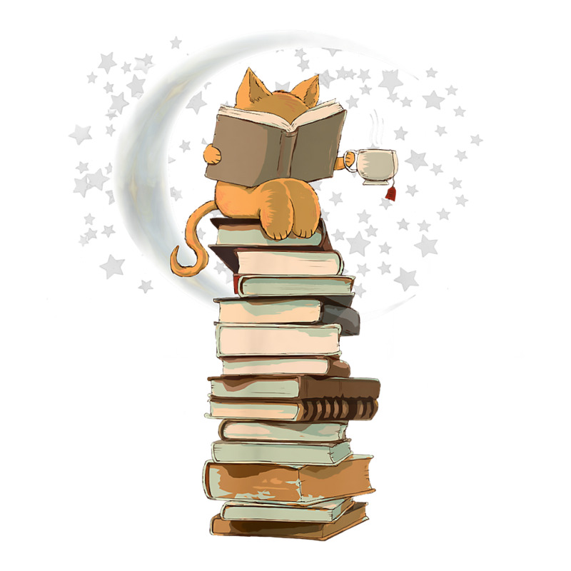 Reading By Moonlight, Books, Coffee And Cute Cat T Shirt V-neck Tee | Artistshot