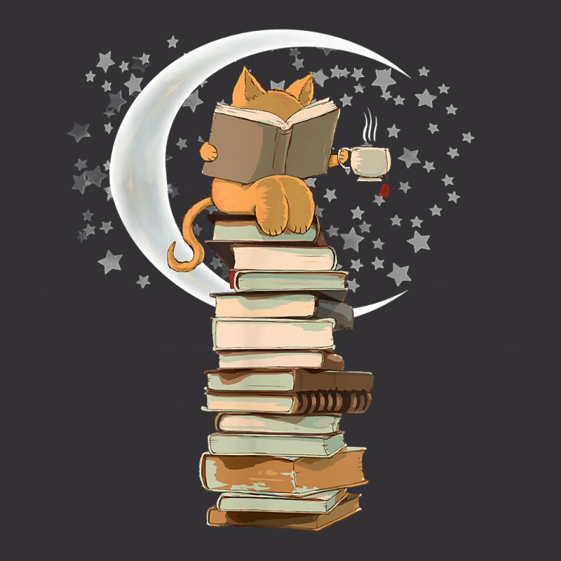 Reading By Moonlight, Books, Coffee And Cute Cat T Shirt Vintage Hoodie | Artistshot