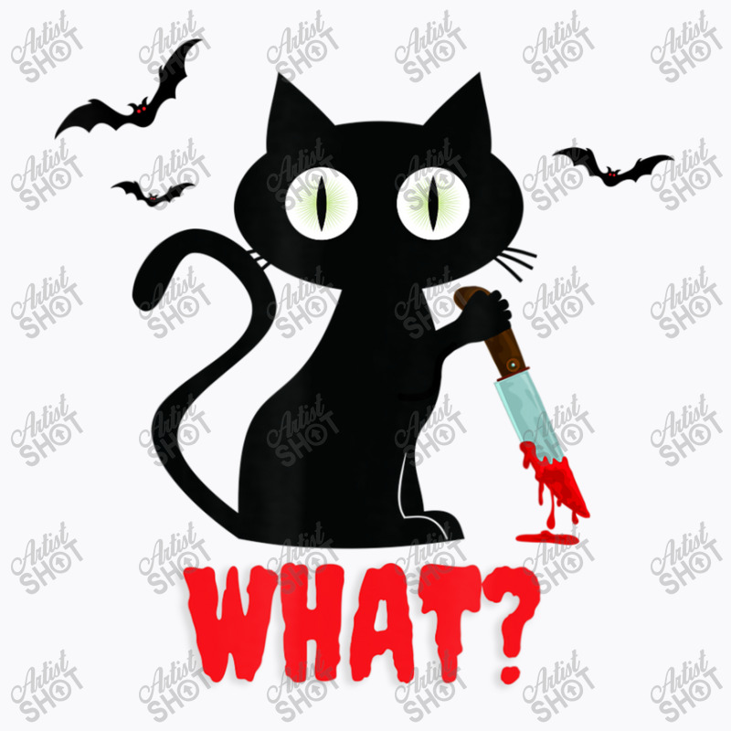 Black Cat With Knife Halloween T-Shirt by BuenoBloom | Artistshot